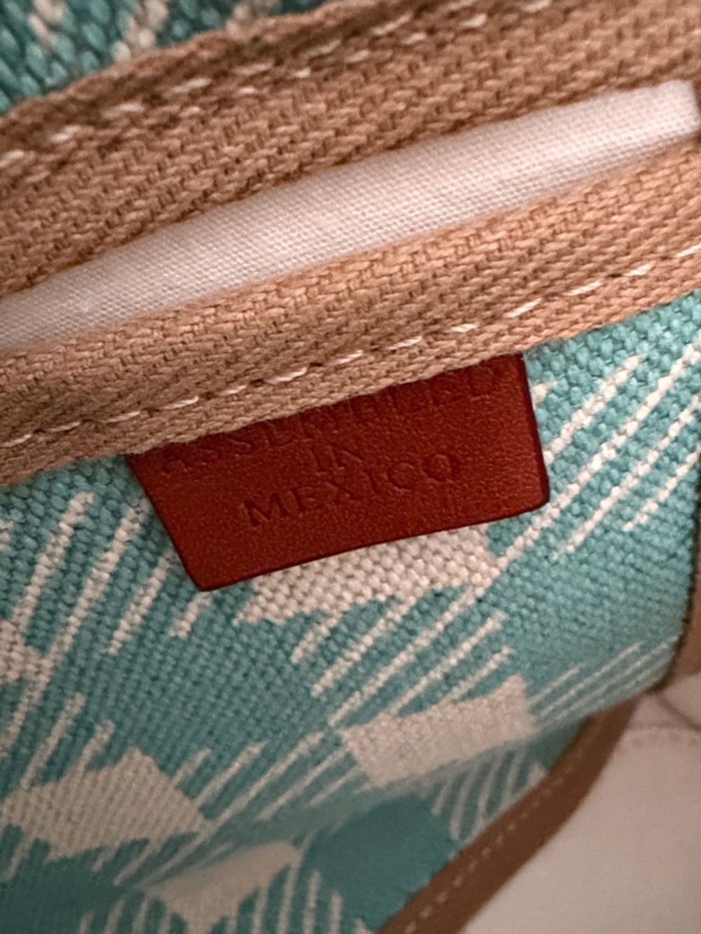 Dooney & Bourke Teal and Cream Plaid Canvas Small Tulip Tassel Tote - Picture 15 of 16